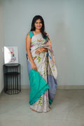 Grey & Green Pure Kanchivaram Silk Saree
