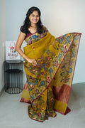 Kalamkari Kora Organza Silk Saree