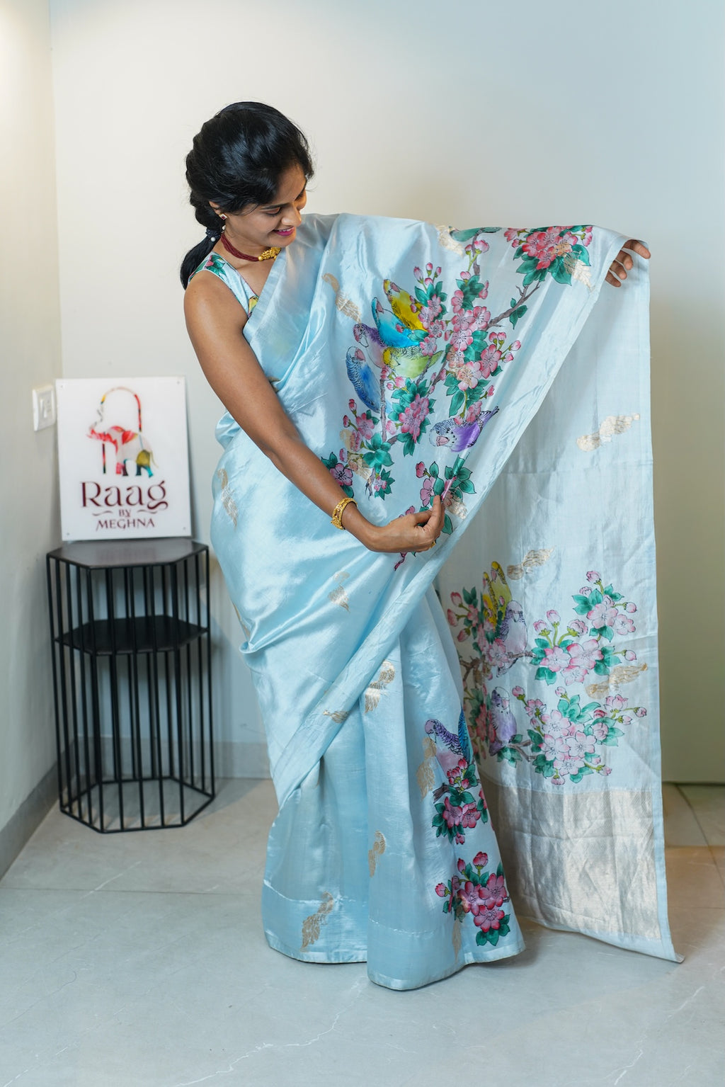 Founder’s Saree – Pure Puna Silk Banarasi Hand-Painted Saree