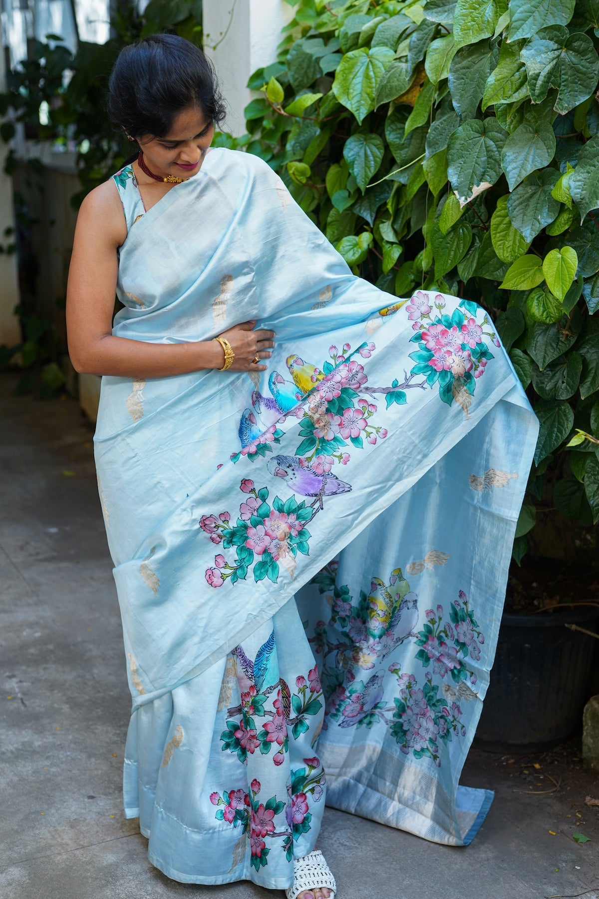 Founder’s Saree – Pure Puna Silk Banarasi Hand-Painted Saree