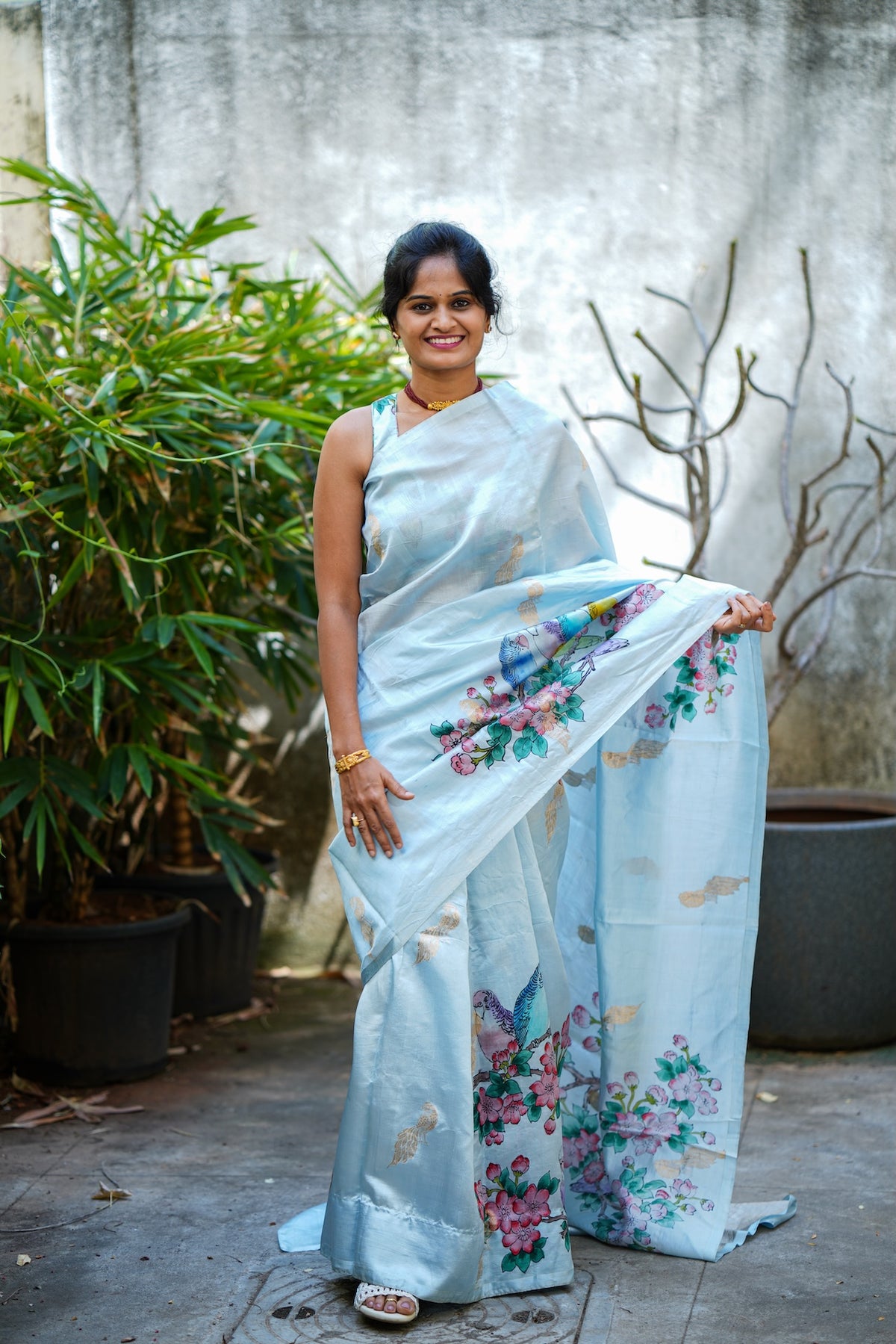 Founder’s Saree – Pure Puna Silk Banarasi Hand-Painted Saree