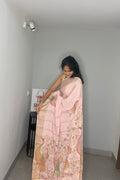 Baby Pink Multicolour Crane Mysore Silk Saree