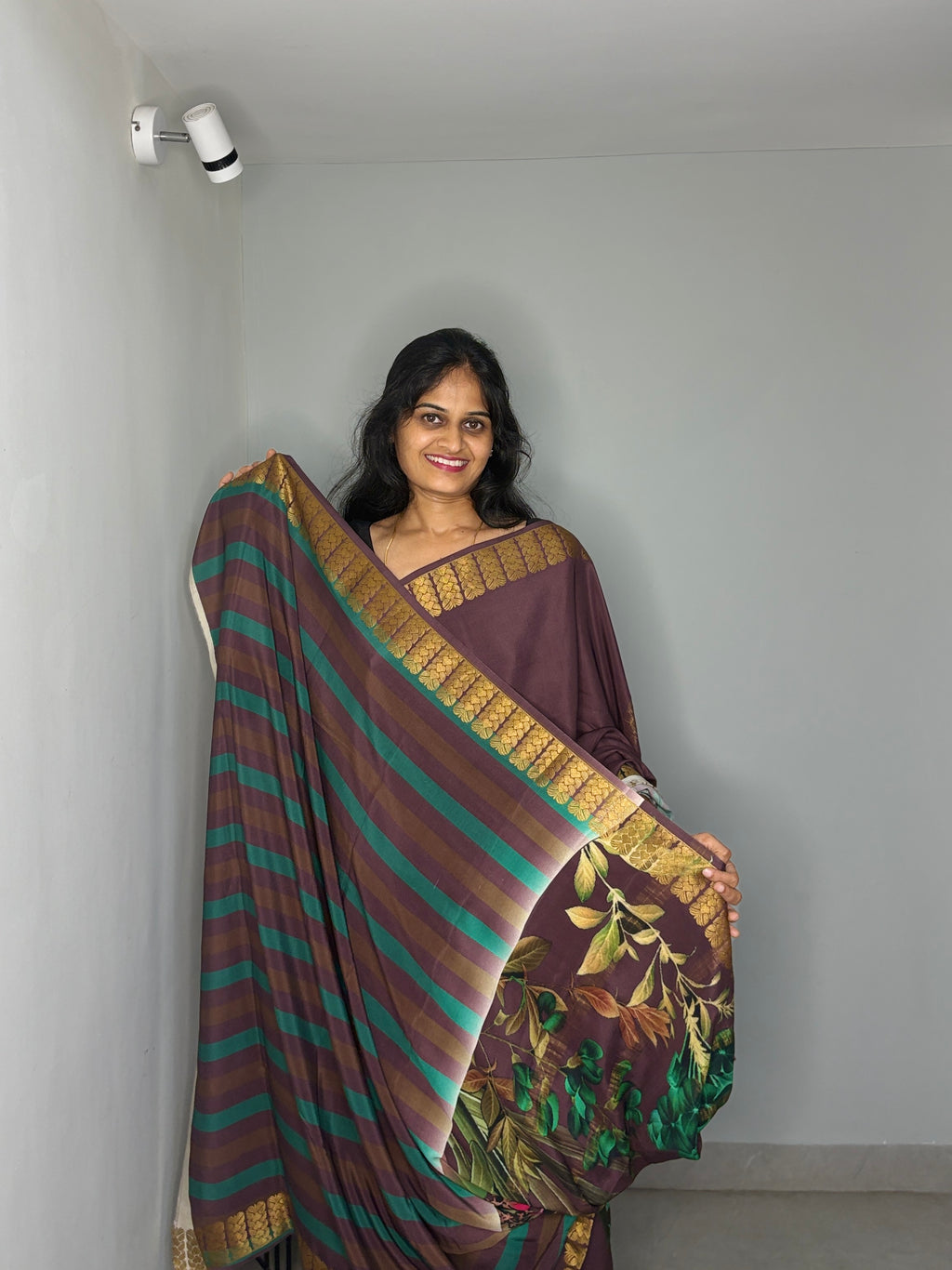 Wildflower Garden Chocolate Saree