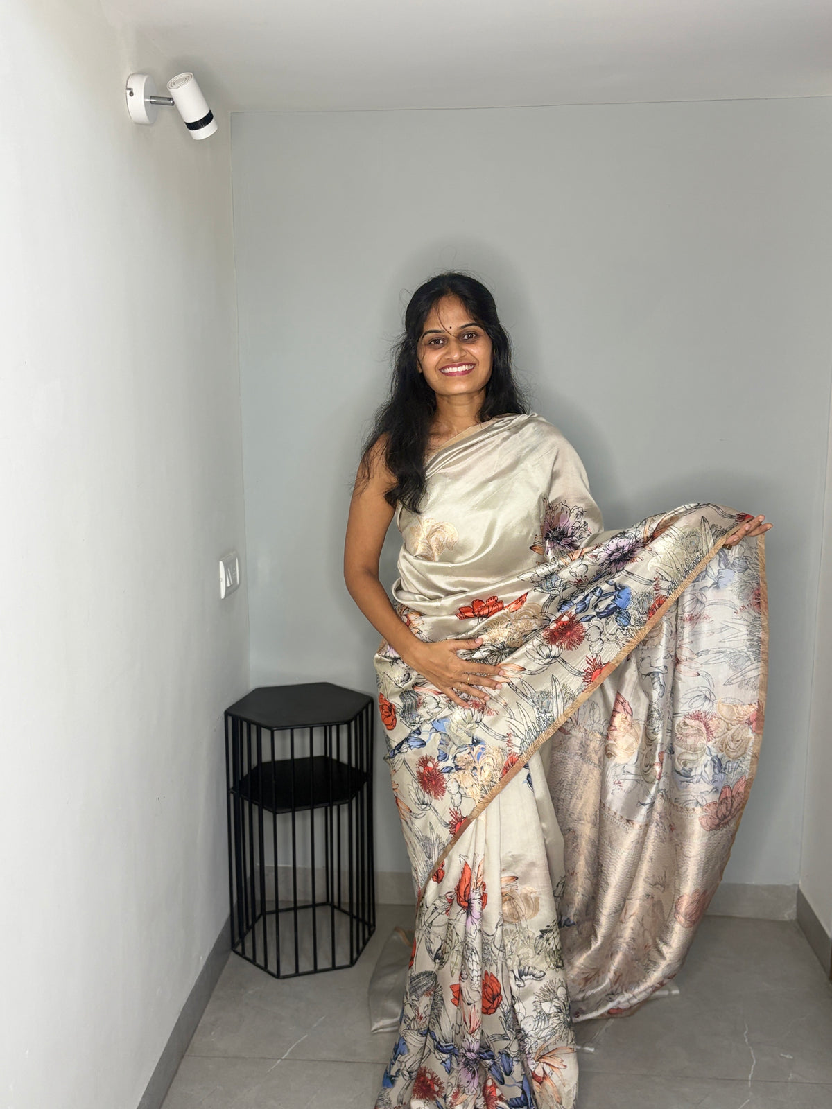Grey Bash Puna Silk Saree