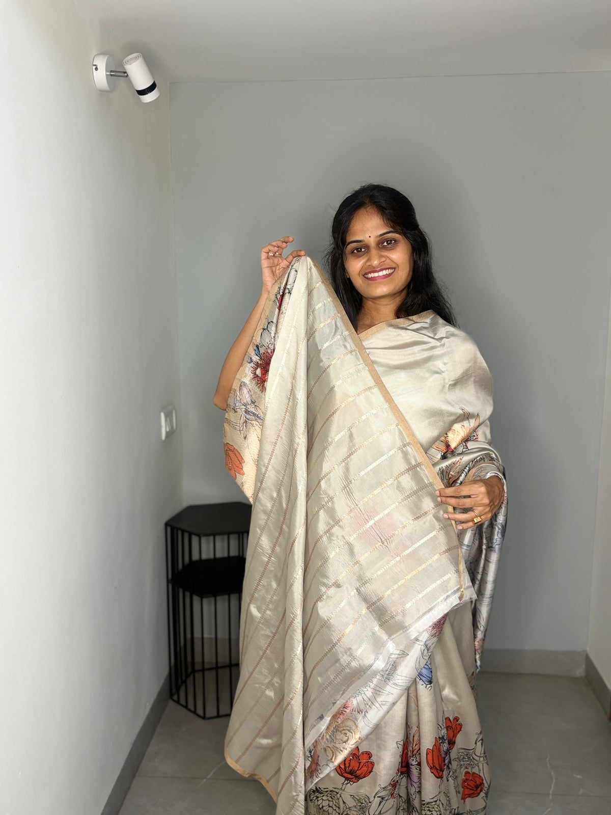 Grey Bash Puna Silk Saree