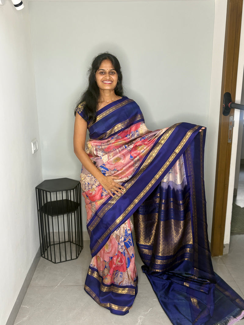Pista Bloom Pure Kanchivaram Saree