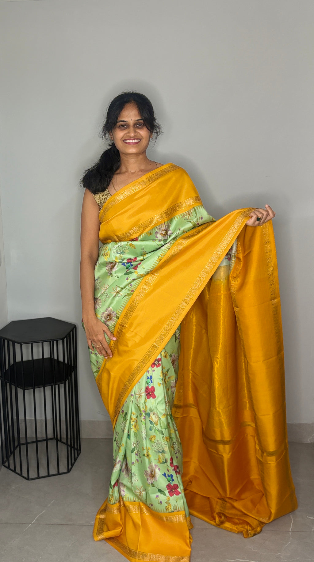 Pista Bloom Pure Kanchivaram Saree