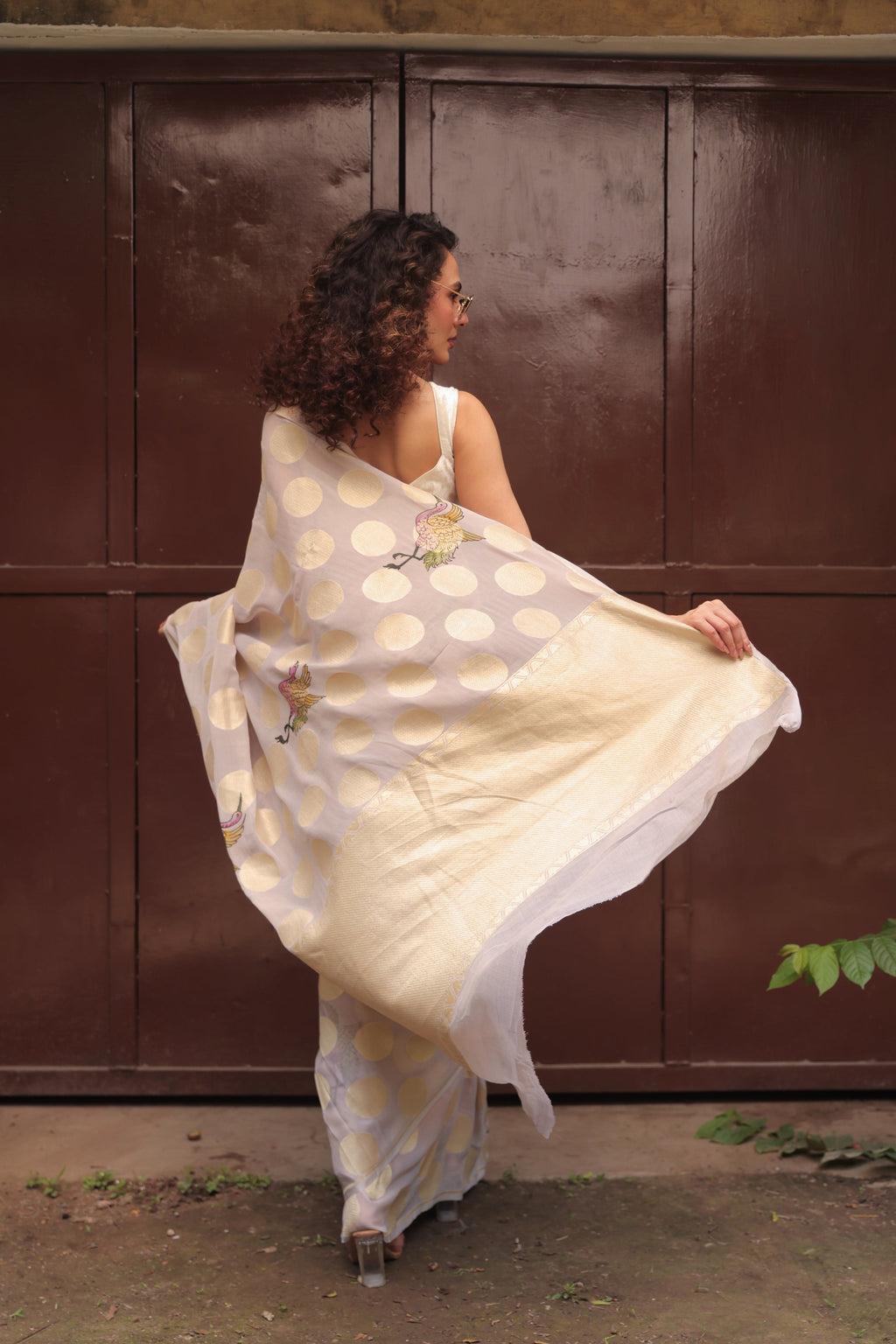 Polka Flamingo Georgette Saree