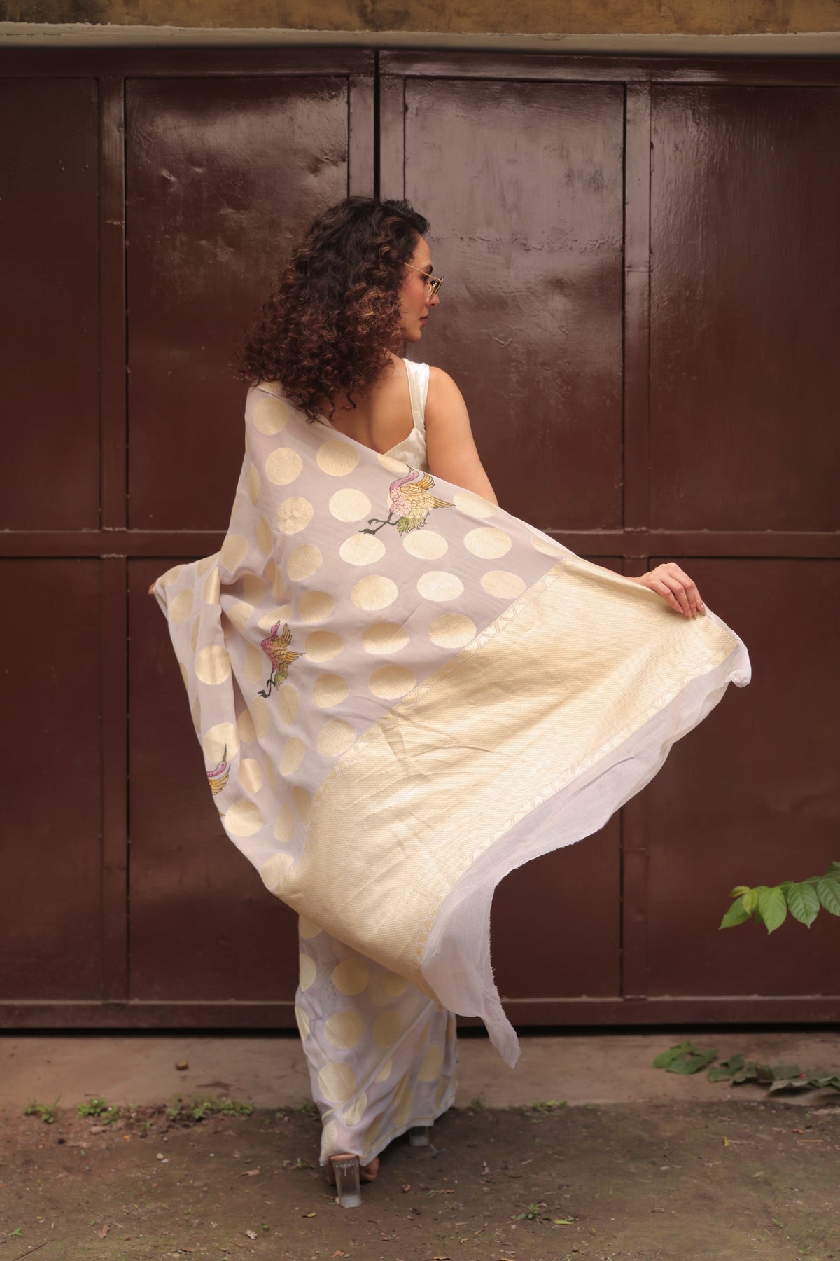 Polka Flamingo Georgette Saree