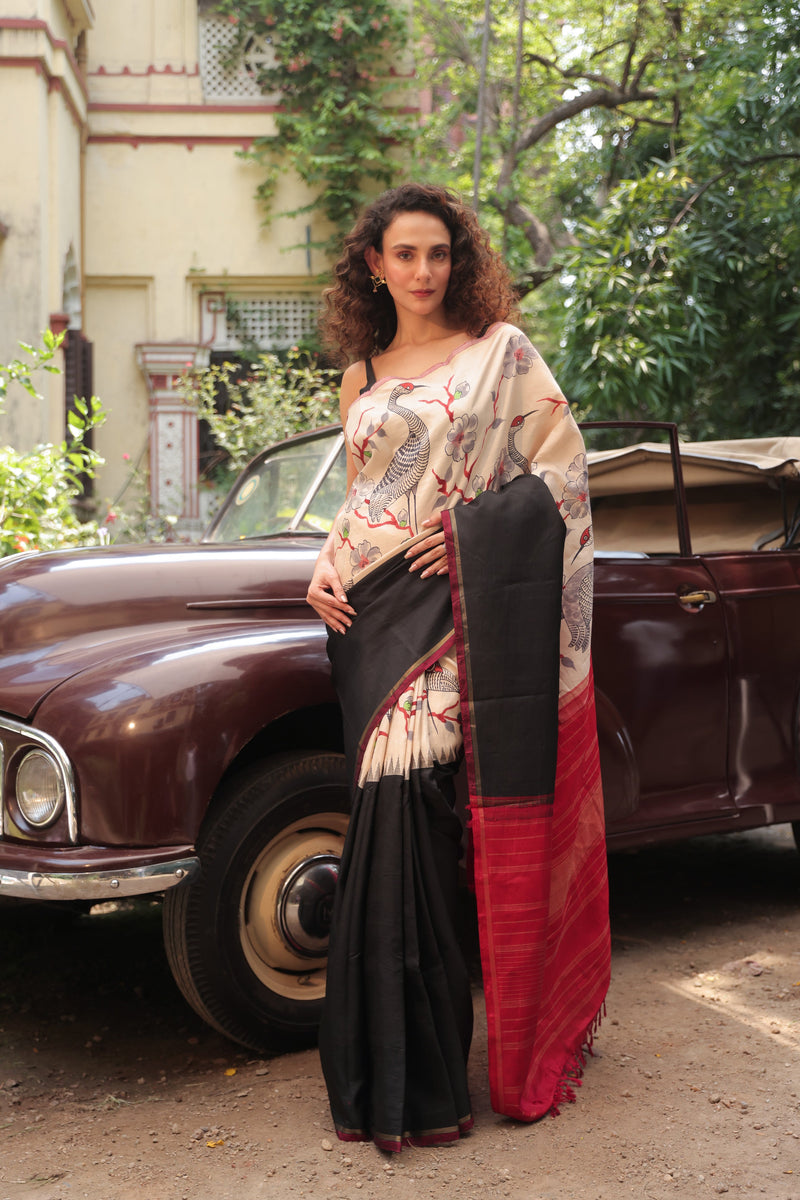 Crane Garden Kanchivaram Saree