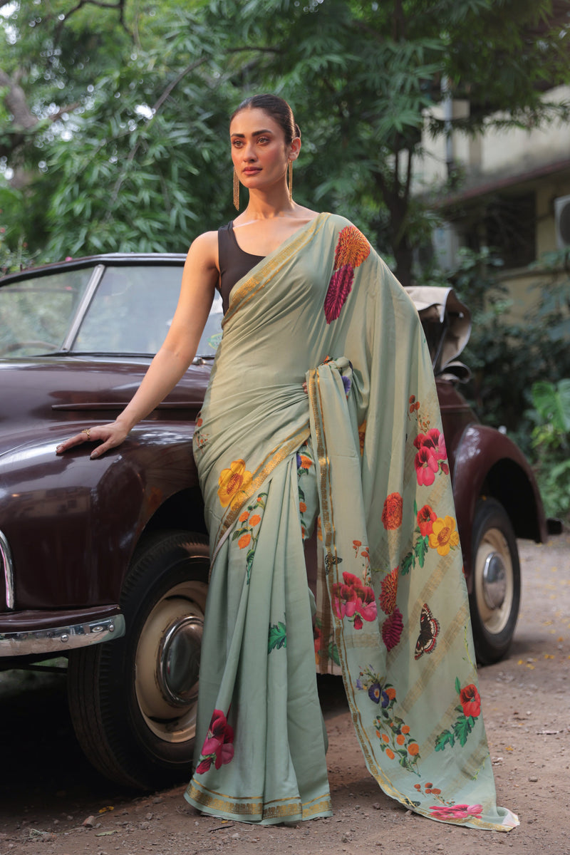 Butterfly Garden Pure Mysore Silk Saree