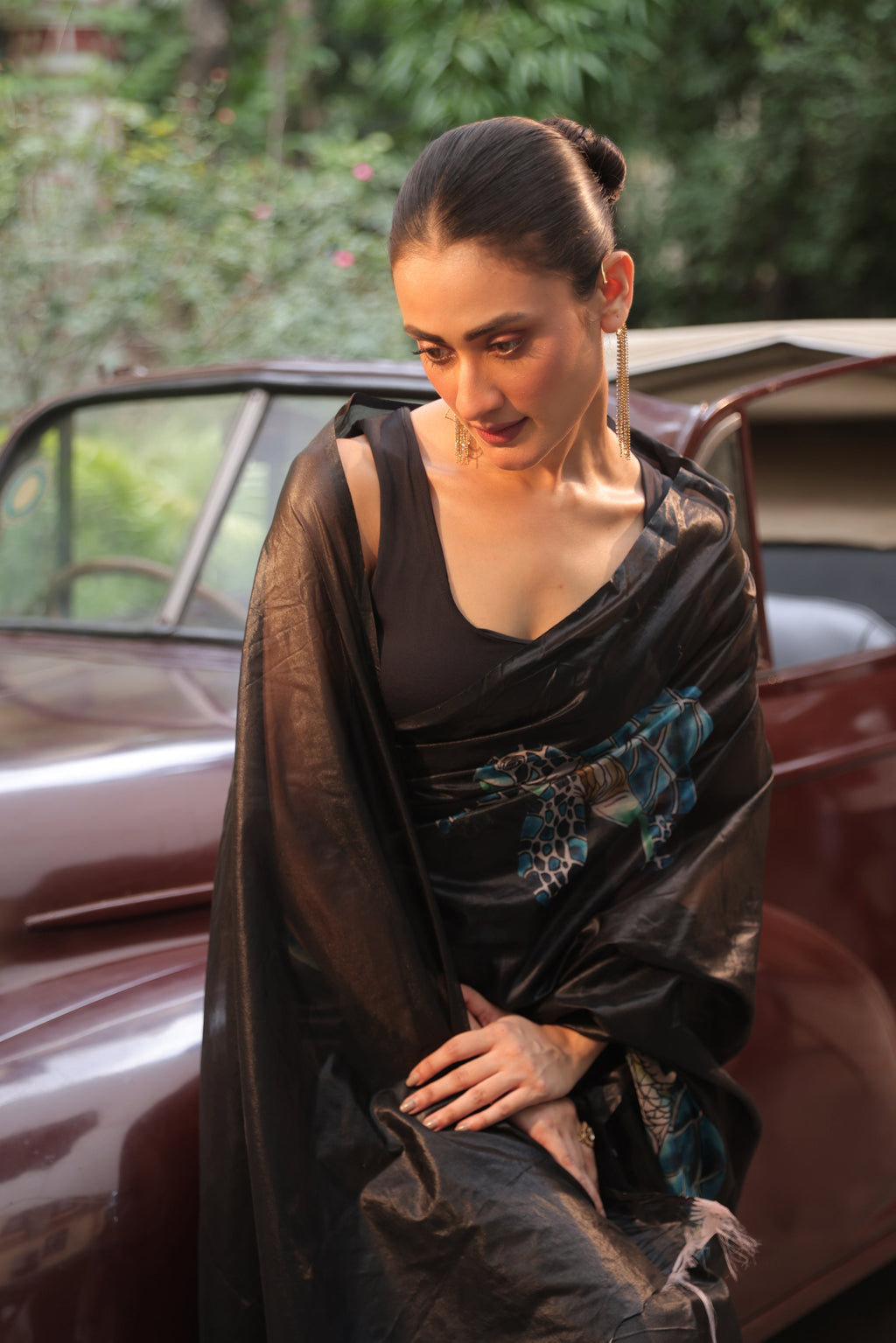 Black Turtle Organza Silk Saree